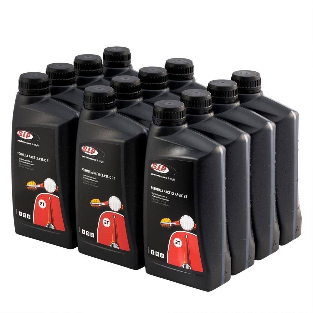 SIP Formula Race 2-tahtiöljy 1000ml (12 kpl) <a href="https://staging.italialaiset.fi/wp-content/uploads/2019/05/image-3.png"><img class="alignright size-full wp-image-17546" src="https://staging.italialaiset.fi/wp-content/uploads/2019/05/image-3.png" alt="SIP Performance" width="70" height="23" /></a>Ajeletko paljon, SIP Formula Race 2-tahtiöljy 12 kpl laatikossa, yhteensä siis 12 litraa. Synteettinen SIP Formula Race 2-tahtiöljy 1000ml. SIP Formula Race öljy tarjoaa optimaalisen voitelun ja kulumissuojan uskomattoman edulliseen hintaan. Öljy ylittää kaikki JASO-FC luokituksen osa-alueet ja aiheuttaa vähemmän savutusta.Sytytystulppa pysyy puhtaana, polttoaineen kulutus laskee ja moottorin suorituskyky pysyy hyvänä. Soveltuu erinomaisesti sekä lyhyille matkoille kuin matka-ajoonkin. SIP Formula Race 2-tahtiöljy 1000ml (12 kpl)