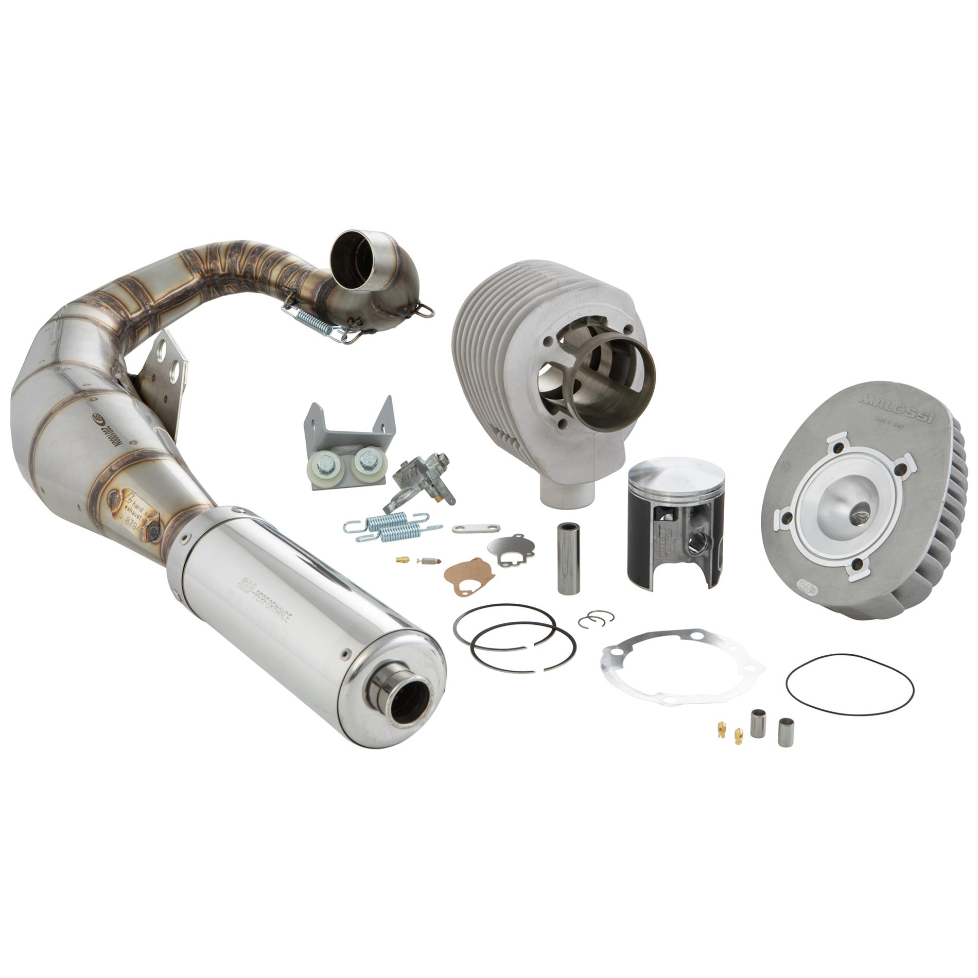 Tuning sarja SIP Malossi 210cc Sport, Vespa 200 Rally, P200E, PX200E <img class="alignright size-full wp-image-24439" src="https://staging.italialaiset.fi/wp-content/uploads/2020/01/image-7.png" alt="" width="55" height="24" />Tuningsarja SIP MALOSSI 210 cc SPORT "Legal" Vespaan 200 Rally/P200E/PX200 E/Lusso MALOSSI Sport 2016, Ø 68,5mm, 7 porttinen, iskunpituus 57mm, sylinterikannella, hyväksytty tieliikenteeseen. Tuning sarja SIP Malossi 210cc Sport, Vespa 200 Rally, P200E, PX200E