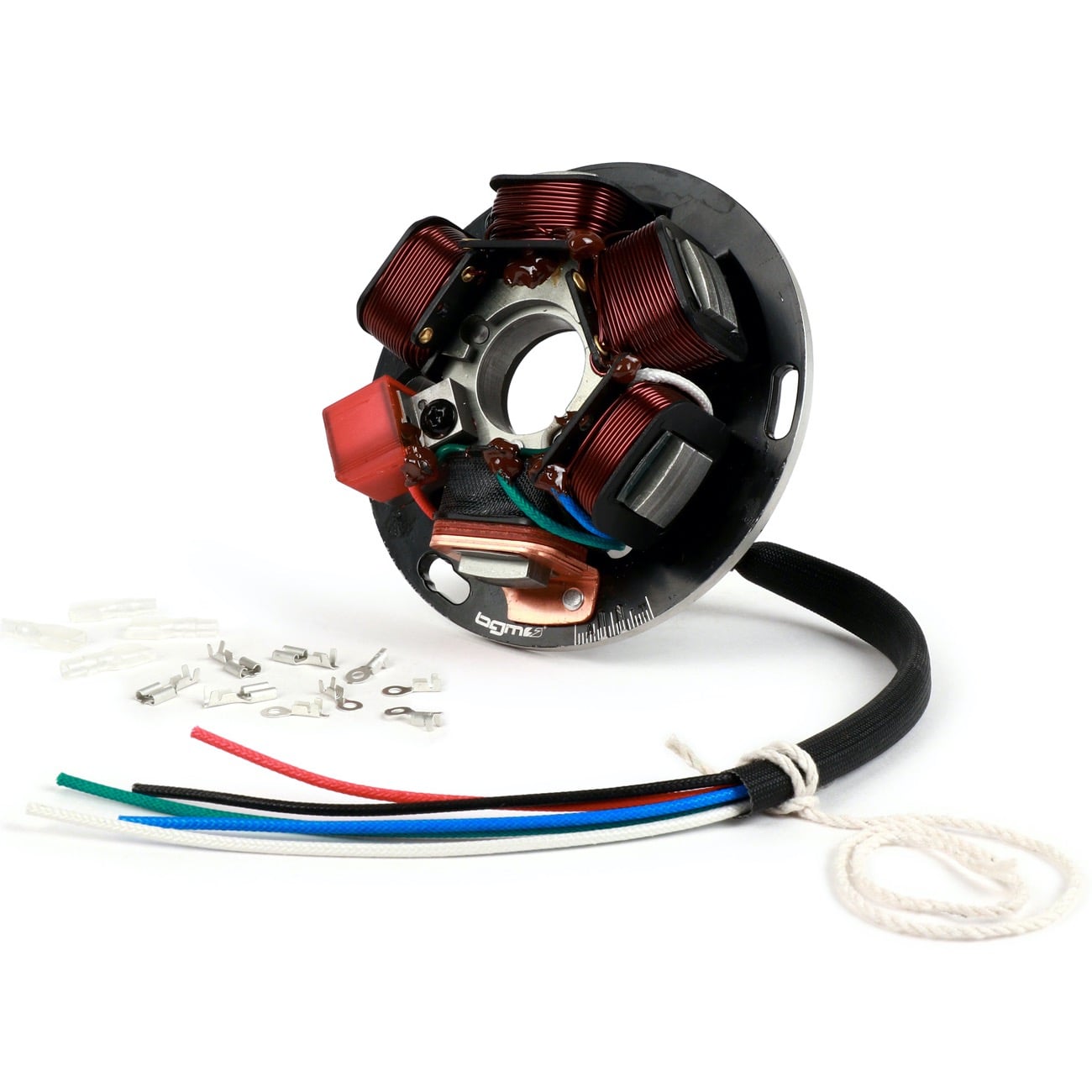Staattori BGM Pro HP V2.5, Vespa Sprint150, TS125 , GT125 , GTR125 , Super, GL150, VNA, VNB, VBA ja VBB <img class="alignright size-full wp-image-24965" src="https://staging.italialaiset.fi/wp-content/uploads/2020/04/image-10.png" alt="" width="140" height="40" />Staattori BGM Pro HP V2.5, kärjettömälle sytytykselle. Sopii malleihin Vespa Sprint150 (VLB1T), TS125 (VNL3T), GT125 (VNL2T), GTR125 (VNL2T), Super, GL150 (VLA1T), VNA, VNB, VBA ja VBB. Uusin versio BGM PRO HP (High Power) -staattorilevystä kärjellisen sytytyksen muuntamiseksi elektroniseksi sytytykseksi. Staattori BGM Pro HP V2.5, Vespa Sprint150, TS125 , GT125 , GTR125 , Super, GL150, VNA, VNB, VBA ja VBB