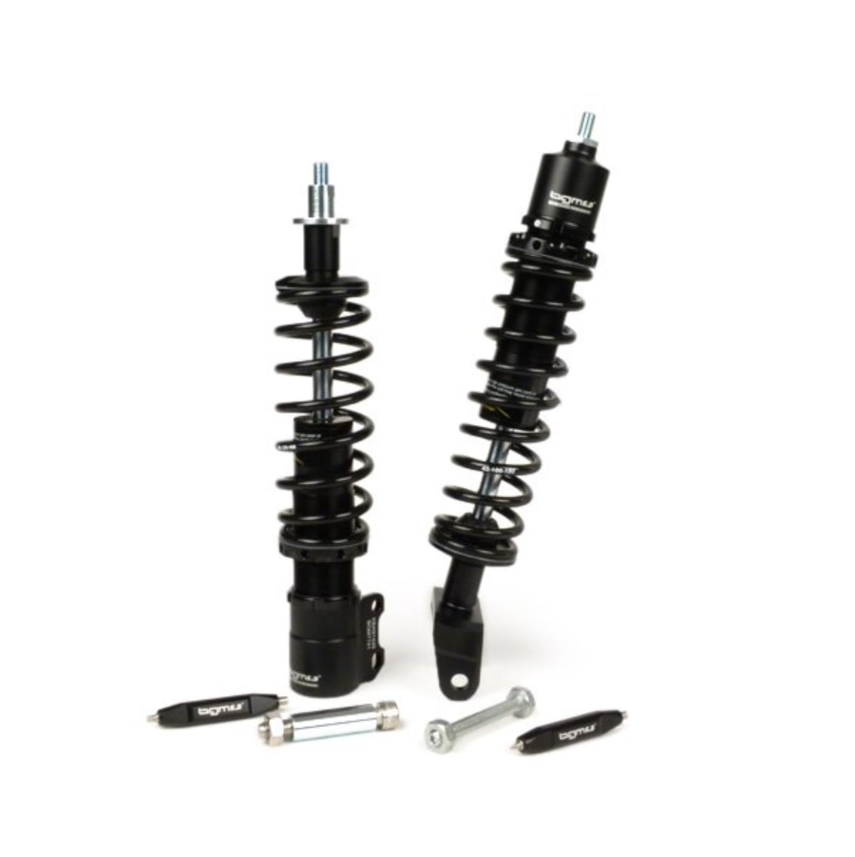 Iskunvaimennin setti BGM PRO SC FR1 SPORT (musta), Vespa PX ja T5 <p class="product--title">Sporttinen, taattua BGM Pro laatua oleva iskarisetti PX:ään. BGM PRO SC FR1 SPORT sopii malleihin Vespa PX80, PX125, PX150, PX200, T5 125cc. Jousi ja runko mustia.</p> Sport ja Competition -mallin myötä BGM Pron tuotevalikoimassa on kaksi korkealaatuista iskunvaimennin sarjaa. <span class="JLqJ4b ChMk0b" data-language-for-alternatives="fi" data-language-to-translate-into="auto" data-phrase-index="1">Molemmilla on yhteistä korkea laatu, huippumateriaalit sekä ABE-hyväksyntä. </span> <span class="JLqJ4b ChMk0b" data-language-for-alternatives="fi" data-language-to-translate-into="auto" data-phrase-index="1">Iskunvaimentimet ovat erittäin kevyitä, kestävyydestä tinkimättä. Eskarit on valmistettu lujasta alumiinista CNC jyrsimällä ja niissä on kestävä kova-anodisoitu pinnoite.<span class="JLqJ4b" data-language-for-alternatives="fi" data-language-to-translate-into="auto" data-phrase-index="3"> Etuiskaritt ovat 15 mm lyhyempiä kuin alkuperäiset iskunvaimentimet ja laskevat siten ajoneuvon keulaa. Tämä on parantaa ajovakautta, on hyväksi huippunopeuksillä ja parantaa myös ulkonäköä. Lisäksi kääntövarren kulmaa pienenee, mikä parantaa jousituksen vastavuutta. Tuloksena oleva suurempi caster kulma vakauttaa skootterin käsittelyä suuremmilla nopeuksilla.</span></span> Iskunvaimennin setti BGM PRO SC FR1 SPORT (musta), Vespa PX ja T5