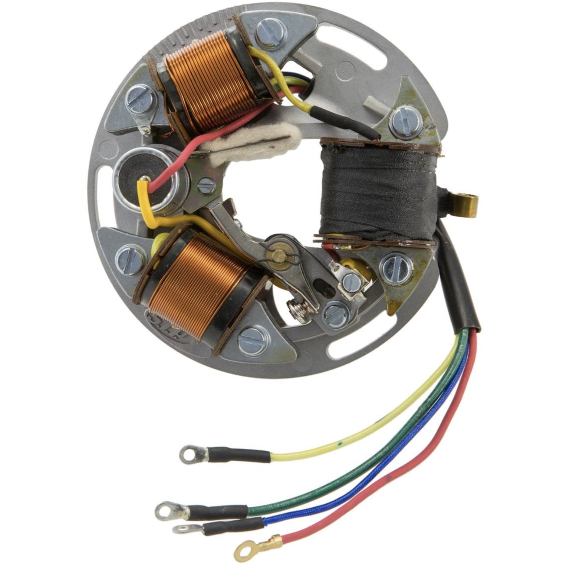 Staattori SIP, Vespa 4-johtiminen <a href="https://staging.italialaiset.fi/wp-content/uploads/2020/12/logo-sip-spare-parts.jpg"><img class="alignright size-full wp-image-29896" src="https://staging.italialaiset.fi/wp-content/uploads/2020/12/logo-sip-spare-parts.jpg" alt="" width="114" height="39" /></a>Staattori SIP, Vespa 4-johtiminen. Katso sopivuus alla olevasta taulukosta. <ul> <li>ulkoiselle puolalle</li> <li>6V</li> <li>3-kelainen</li> <li>4-johtiminen (vihreä, keltainen, sininen, punainen)</li> </ul> Vanhemmissa Vespoissa staattorilevyt ovat yleensä viallisia. SIP -staattorilevyt on koonnut itävaltalainen johtosarjojen toimittajamme, jotka mittaavat ja testaavat jokaisen staattorilevyn perusteellisesti ennen kuin se poistuu työpajalta. Käytetyt sytytys-, valo- ja latauskelat ovat 100% italialaisia. Kondensaattori ja kärjet on EFFE:n valmistamia. Kaikkien Vespa-wideframe mallien yleisinnät staattorit ovat 3-kelaisia. Niitä löytyy kaikista malleista, joissa on 6 V: n sähköjärjestelmä ja joissa ei ole vilkkuja tai akkua. Sytytyspuolan erityinen sarjakytkentä parantaa kärkien kestävyyttä ja lisää huomattavasti sen tuottamaa jännitettä. Tämä tekee SIP -staattorilevyistämme täydelliset yhdistettäväksi esimerkiksi 177 cm3:n sylinterisarjoihin. Se on myös yhteensopiva kaikkien Vespa 125 VNB2-5T/1560 VBA/VBB 1T/VGLA/VGLB -mallien kanssa. Mallit, joissa on sisäinen puola, kuten Vespa 125 VNB2-5T, voivat myös nauttia tämän järjestelmän päivityksen eduista. Tämä muutos edellyttää myös ulkoisen puolan tilaamista. Staattori SIP, Vespa 4-johtiminen