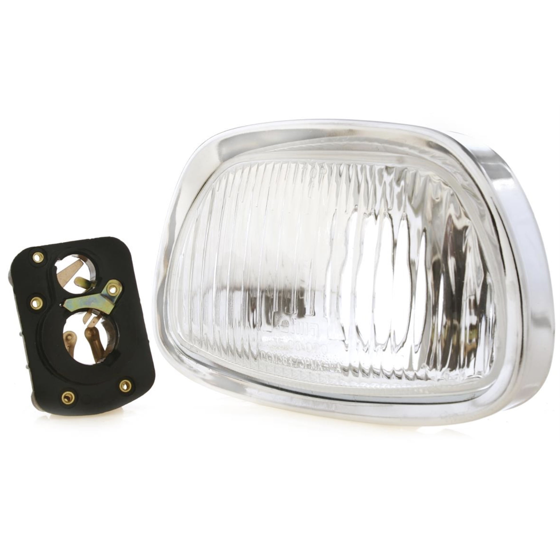 Ajovaloumpio Elma, Vespa 125GT, 150 GL, Sprint ja 180SS Ajovaloumpio Elma, Vespa 125GT, 150 GL, Sprint ja 180SS malleihin. <ul> <li>koko 95 x 150 mm</li> <li>aito lasi</li> <li>ajovalopolttimon kanta BA20d</li> <li>parkkipolttimon kanta Ba15s</li> <li>mukana kehys</li> <li>hyväksymismerkinnät</li> </ul> Ajovaloumpio Elma, Vespa 125GT, 150 GL, Sprint ja 180SS